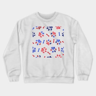 Blue and red doodle paw prints Crewneck Sweatshirt